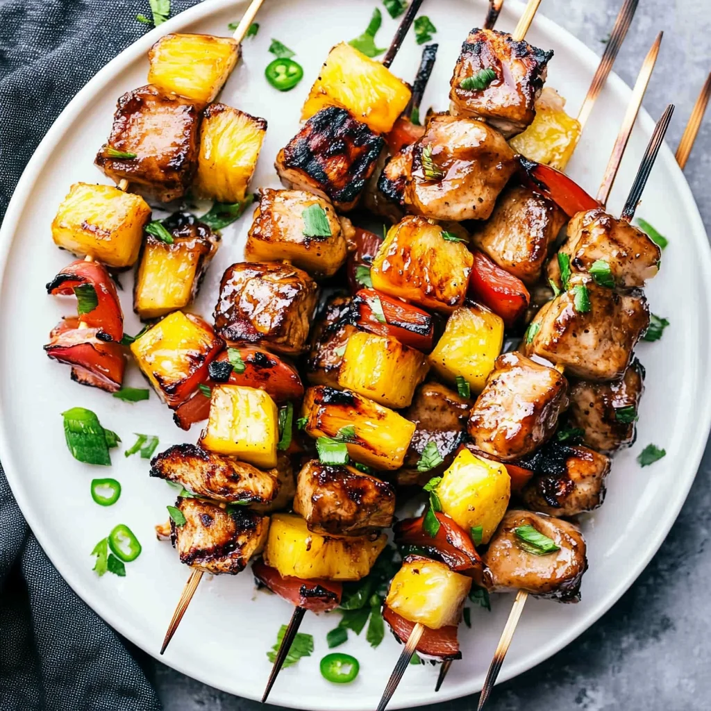 Teriyaki chicken pineapple kabobs