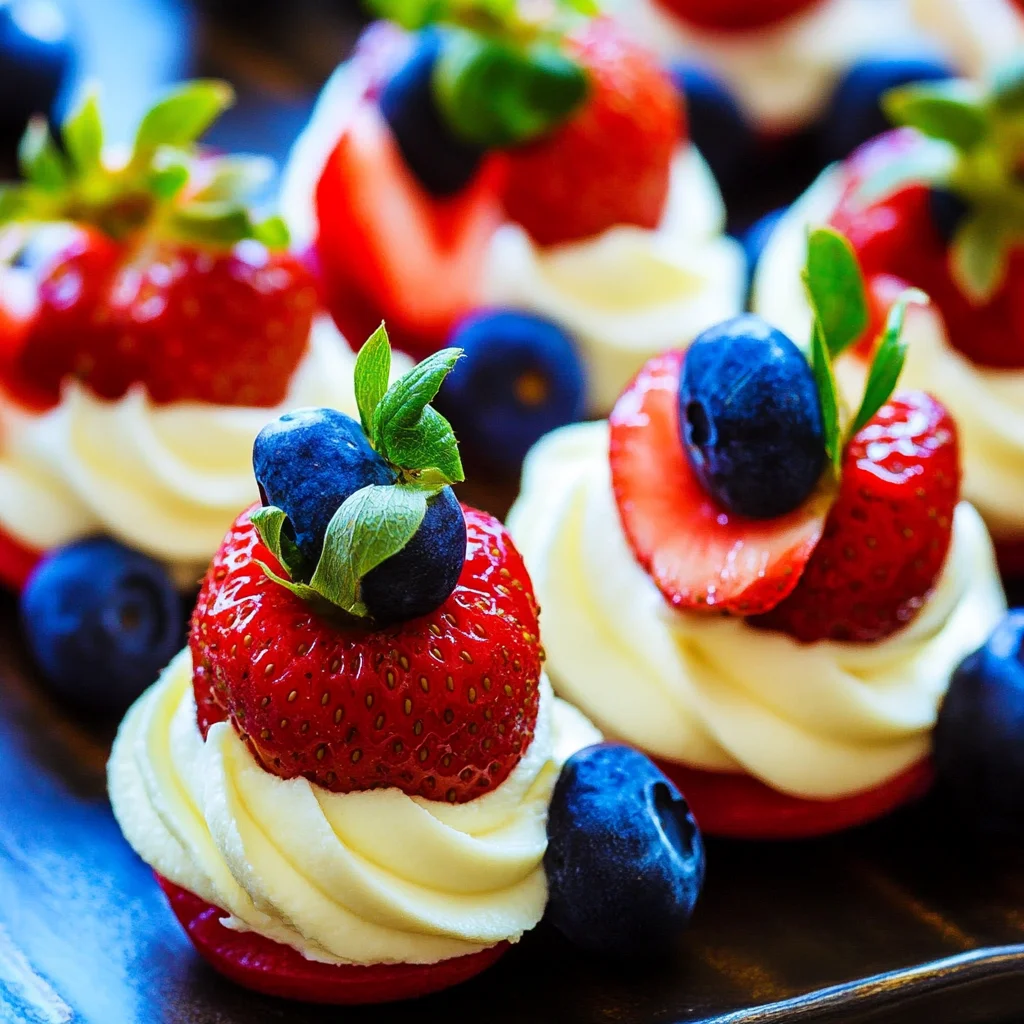 Red, White, and Blue Cheesecake Strawberries