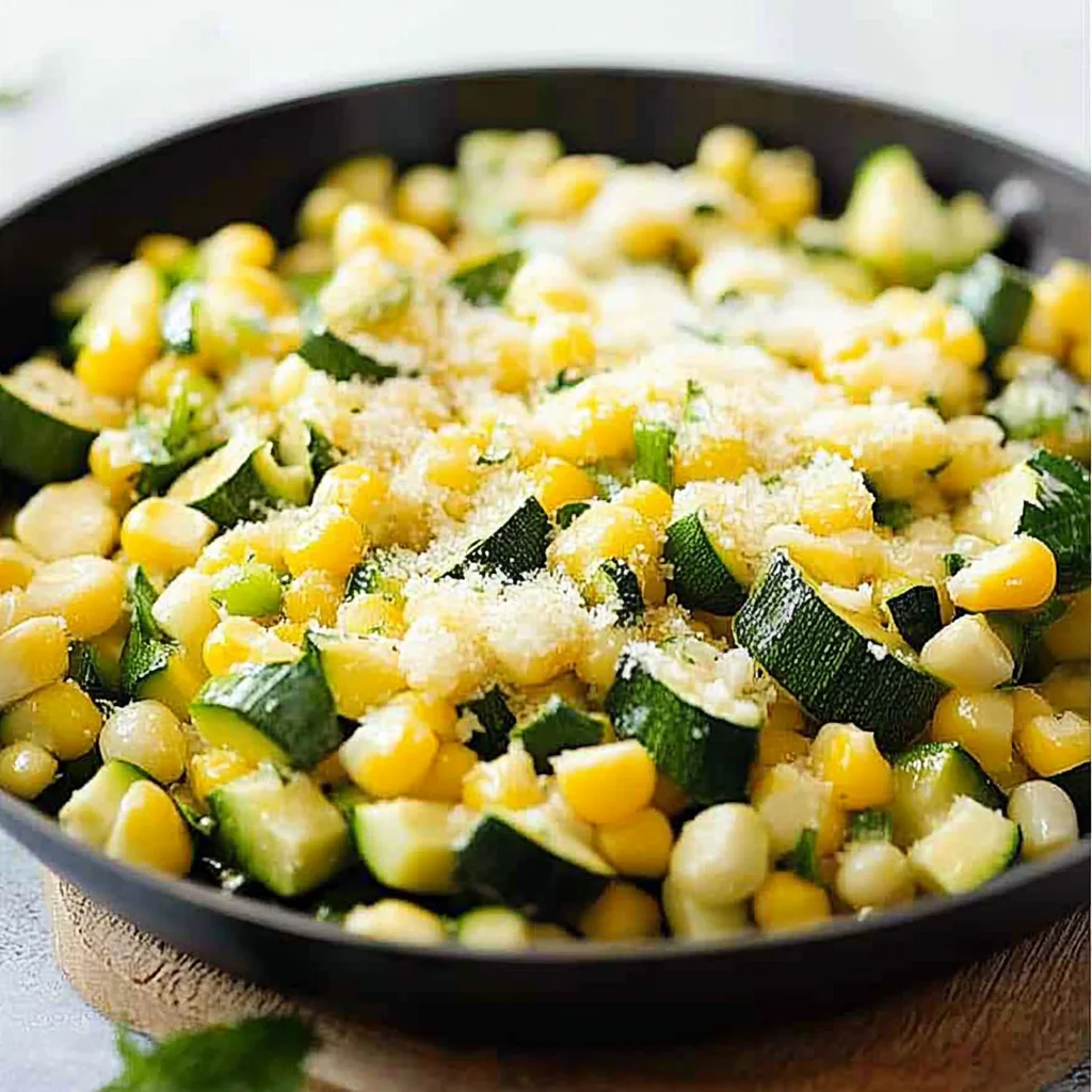 Skillet Zucchini and Corn with Parmesan