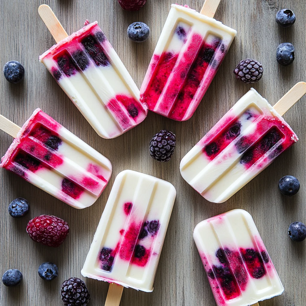 Triple Berry Yogurt Popsicles