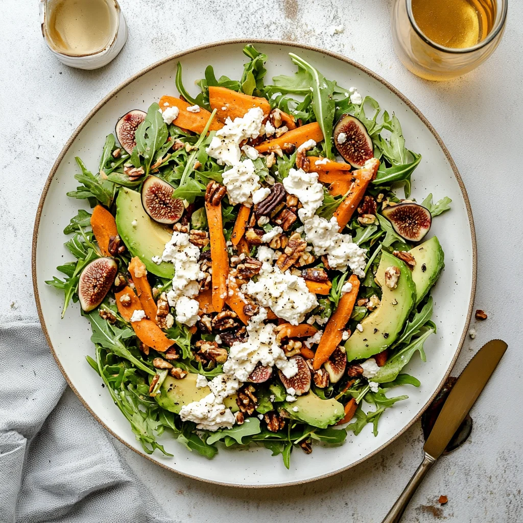 Carrot Arugula Salad with Fig, Goat Cheese & Avocado