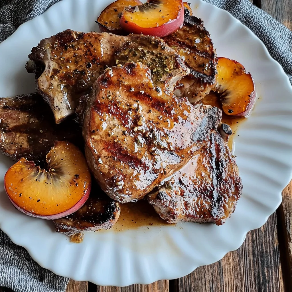 Juicy Grilled beef Chops with Spicy Peach Glaze