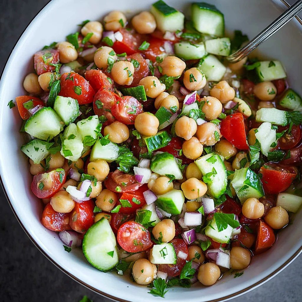 Marinated Chickpeas with Tomatoes and Cucumber