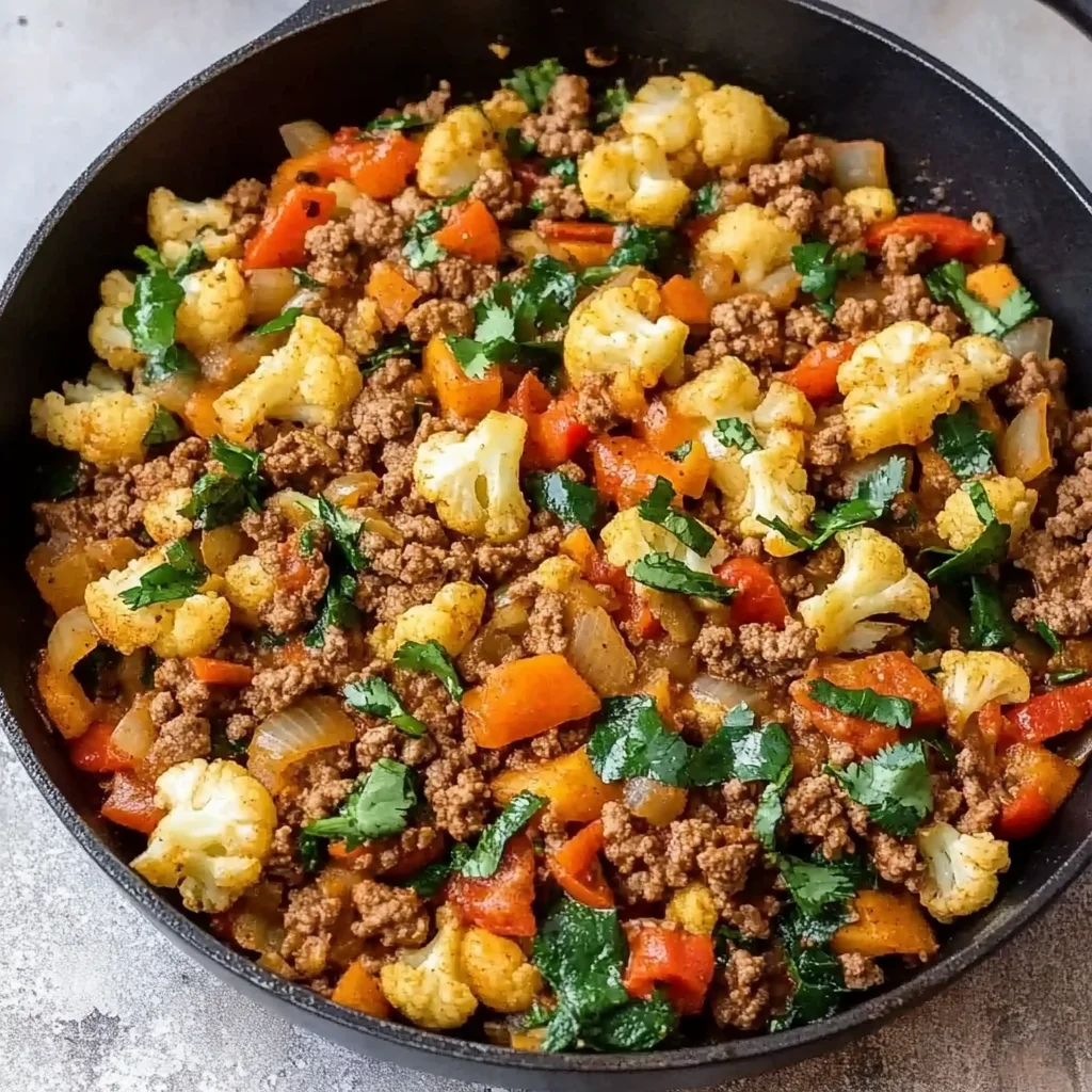 Mexican Ground Beef and Cauliflower Skillet