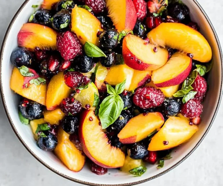 Honey Lime Basil Peach Fruit Salad