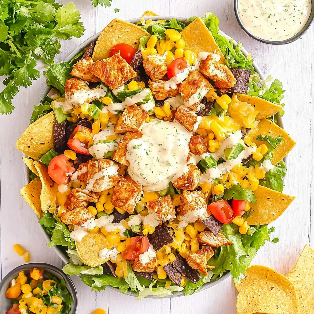 Loaded Chicken Taco Salad with Creamy Lime-Cilantro Dressing