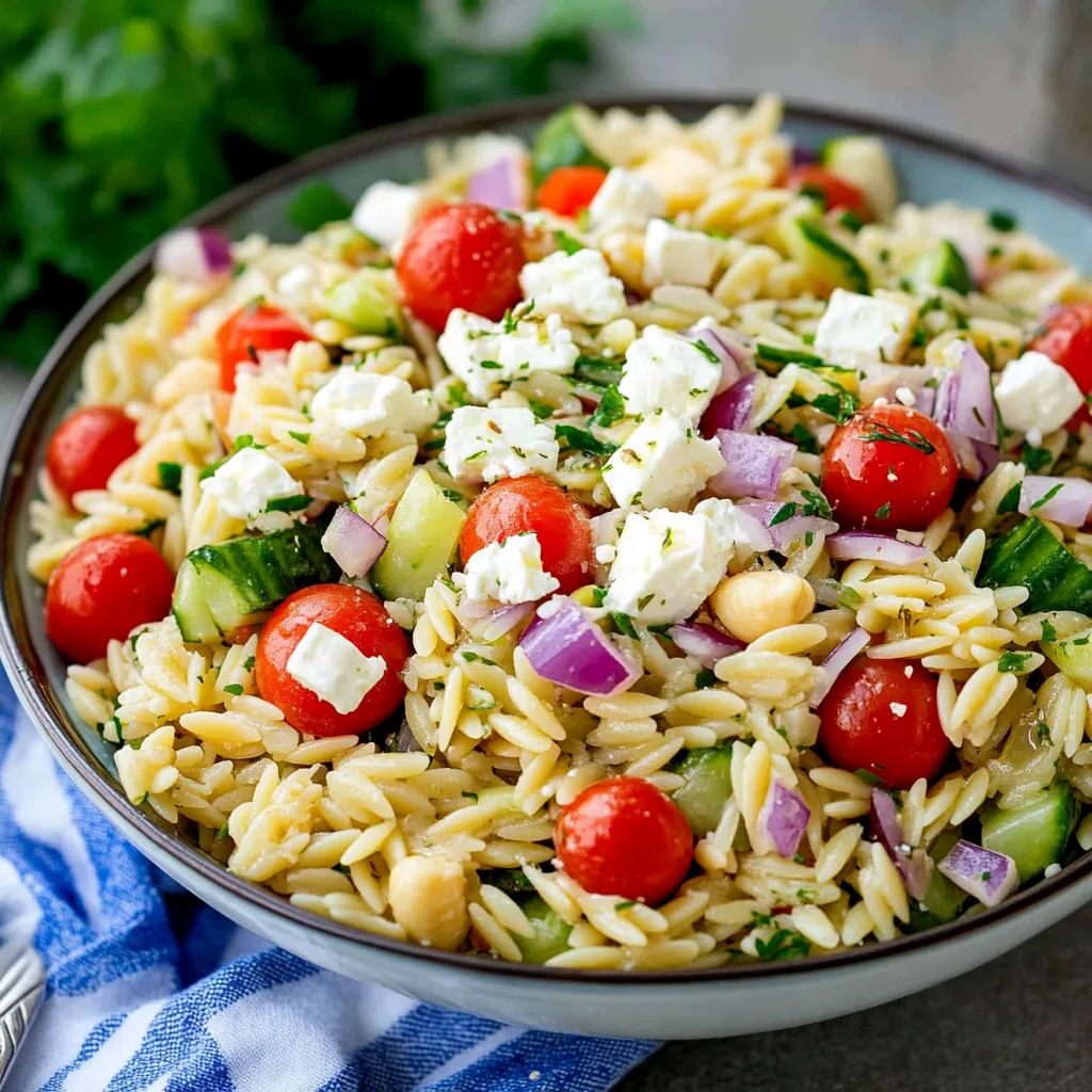 Orzo Pasta Salad Recipe with Feta