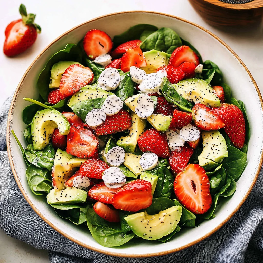 Strawberry Avocado Spinach Salad with Poppyseed Dressing