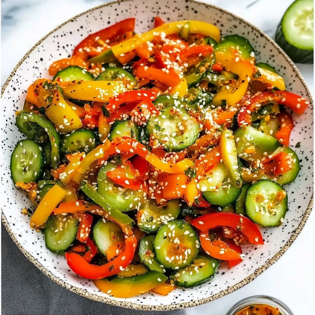 Viral TikTok Cucumber & Bell Pepper Salad
