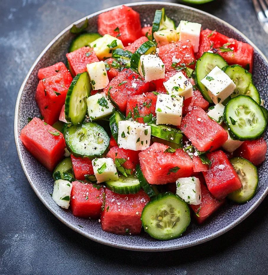 Watermelon Cucumber Salad Recipe
