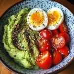 Avocado & Soft-Boiled Egg Bowl with Cherry Tomatoes & Sesame