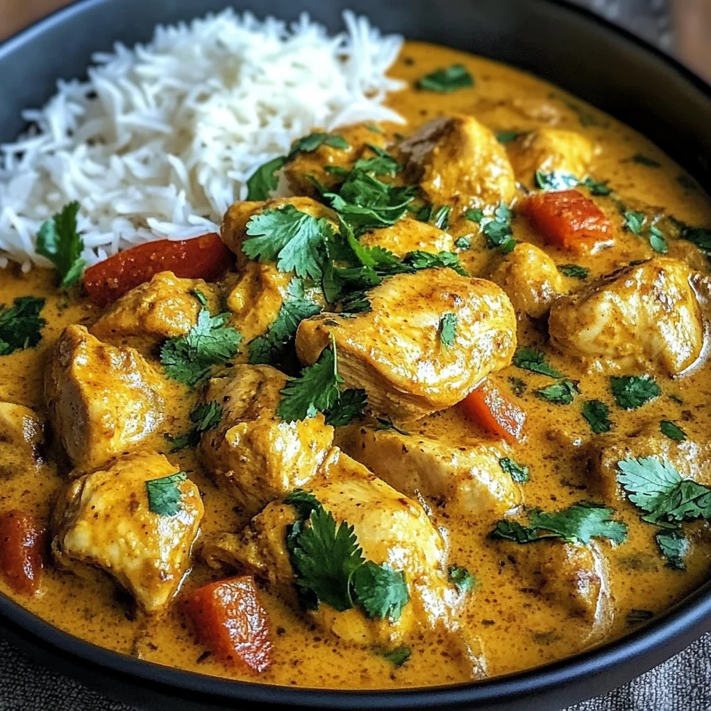 Coconut-Spiced Chicken Curry with Garlic Naan & Golden Fries