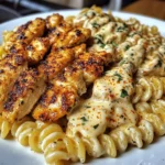 Creamy Alfredo Chicken Rotini with Cajun Butter Drizzle