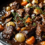 French Beef Bourguignon with Wine-Braised Mushrooms and Pearl Onions
