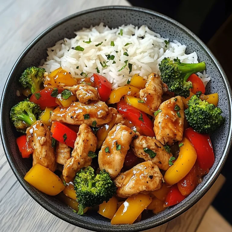 Garlic Chicken Stir-Fry Bowl with Broccoli Rice