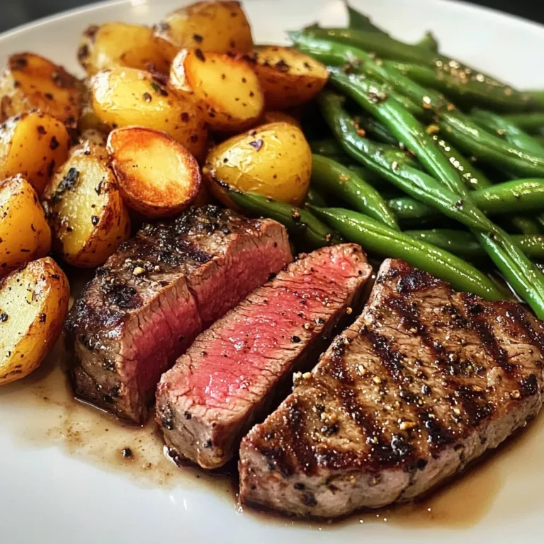 Garlic Herb Steak with Crispy Potatoes & Green Beans