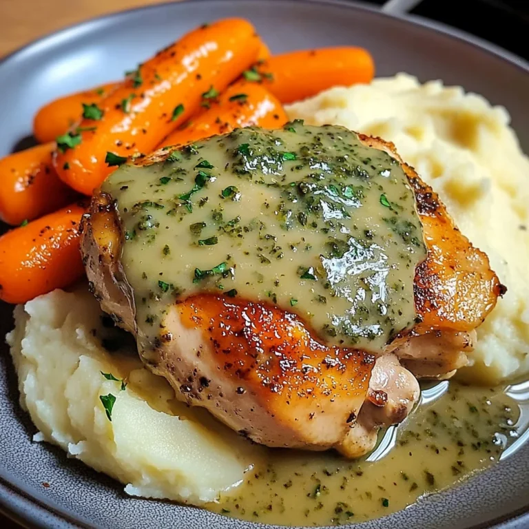 Herb-Cream Chicken with Mashed Potatoes & Glazed Carrots