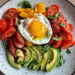 Poached Egg & Avocado Brunch Plate with Roasted Peppers