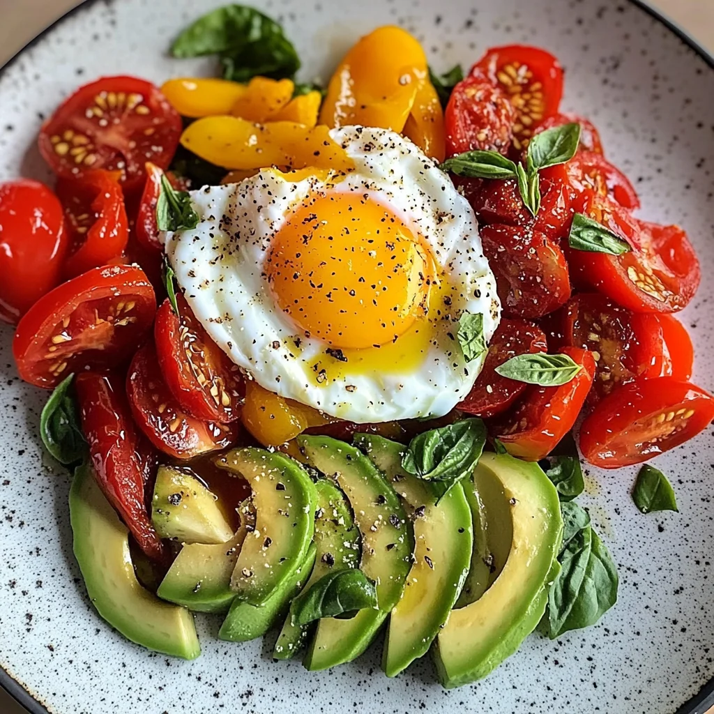 Poached Egg & Avocado Brunch Plate with Roasted Peppers