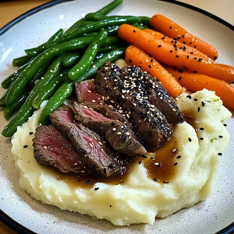 Savory Beef Plate with Mash, Carrots & Green Beans