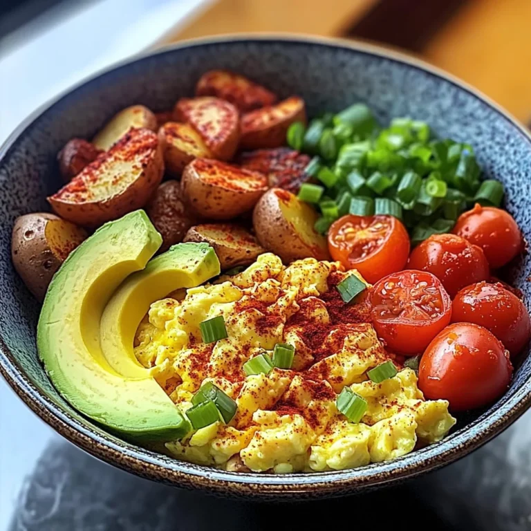 Savory Breakfast Bowl with Scrambled Eggs, Avocado & Baby Potatoes