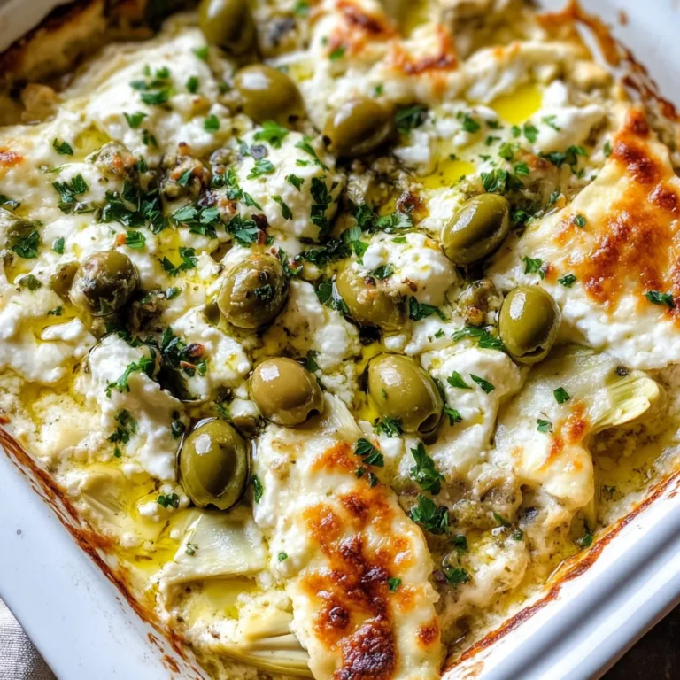 Baked Feta and Artichoke Dip with Olive Gremolata