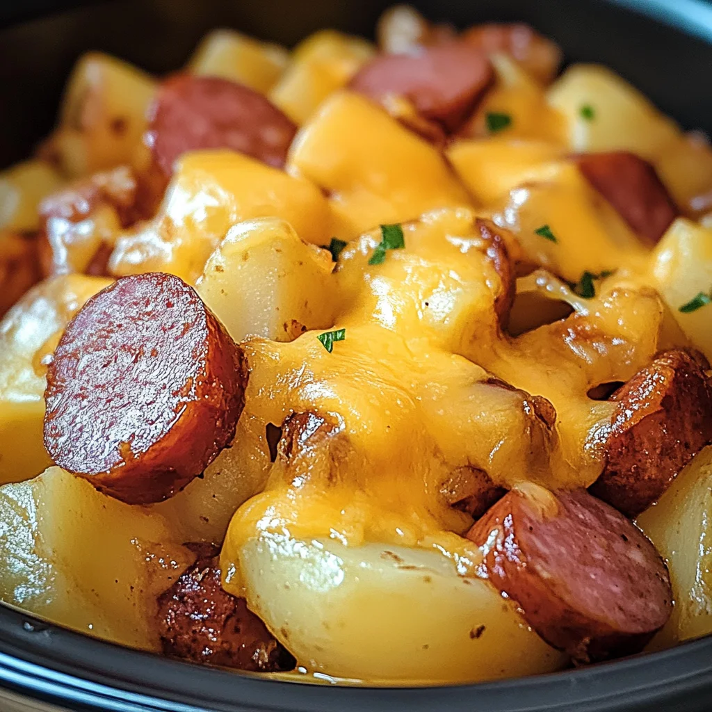 Crockpot Cheesy Potatoes and Kielbasa