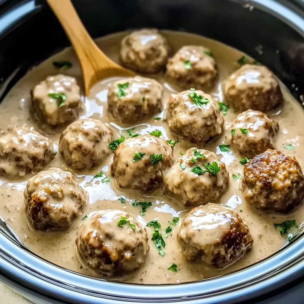 Crockpot Swedish Meatballs with Creamy Gravy