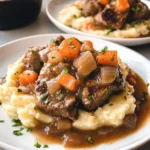 Fall Apple Cider Stew over Mashed Potatoes