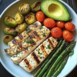 Herb-Grilled Fish with Asparagus, Avocado & Cherry Tomatoes