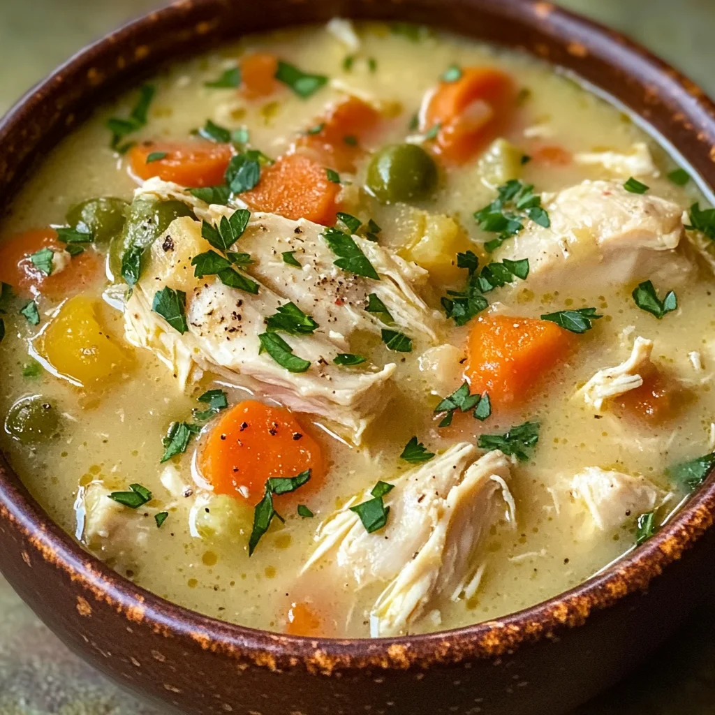 High Protein Chicken Pot Pie Soup