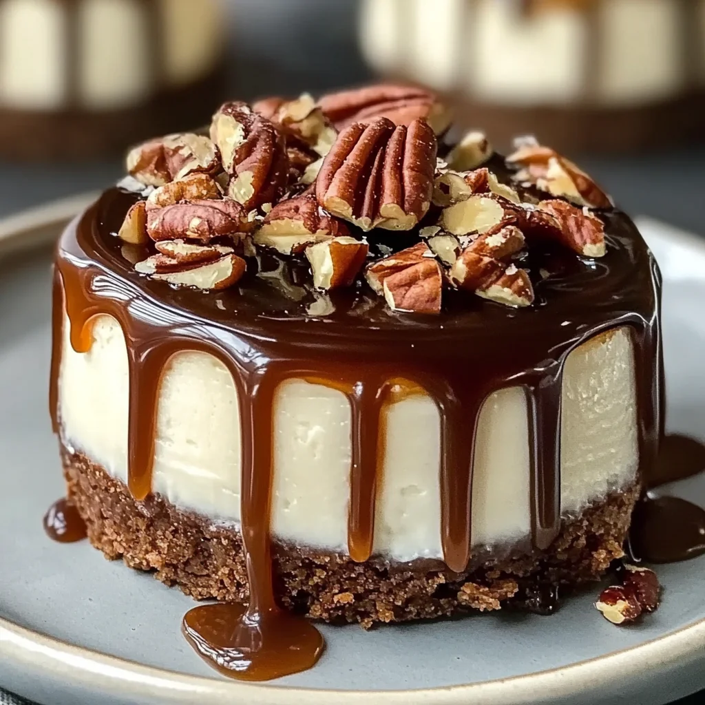 No Bake Turtle Mini Cheesecake