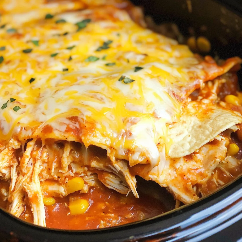 Slow Cooker Chicken Enchilada Casserole