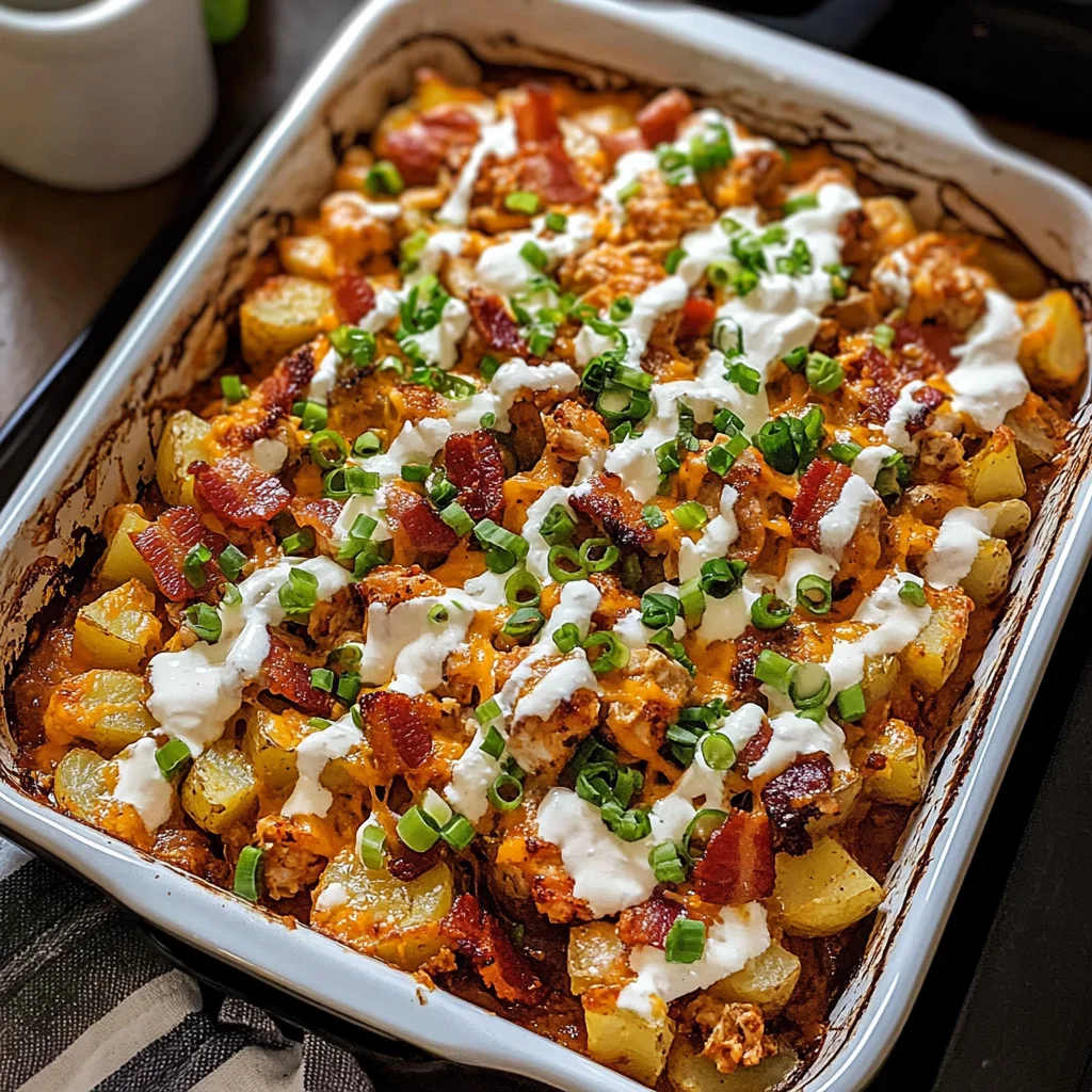 Buffalo Chicken Roasted Potato Bake