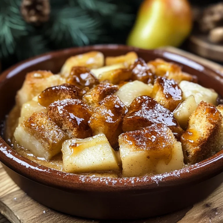 Cardamom Pear Bread Pudding