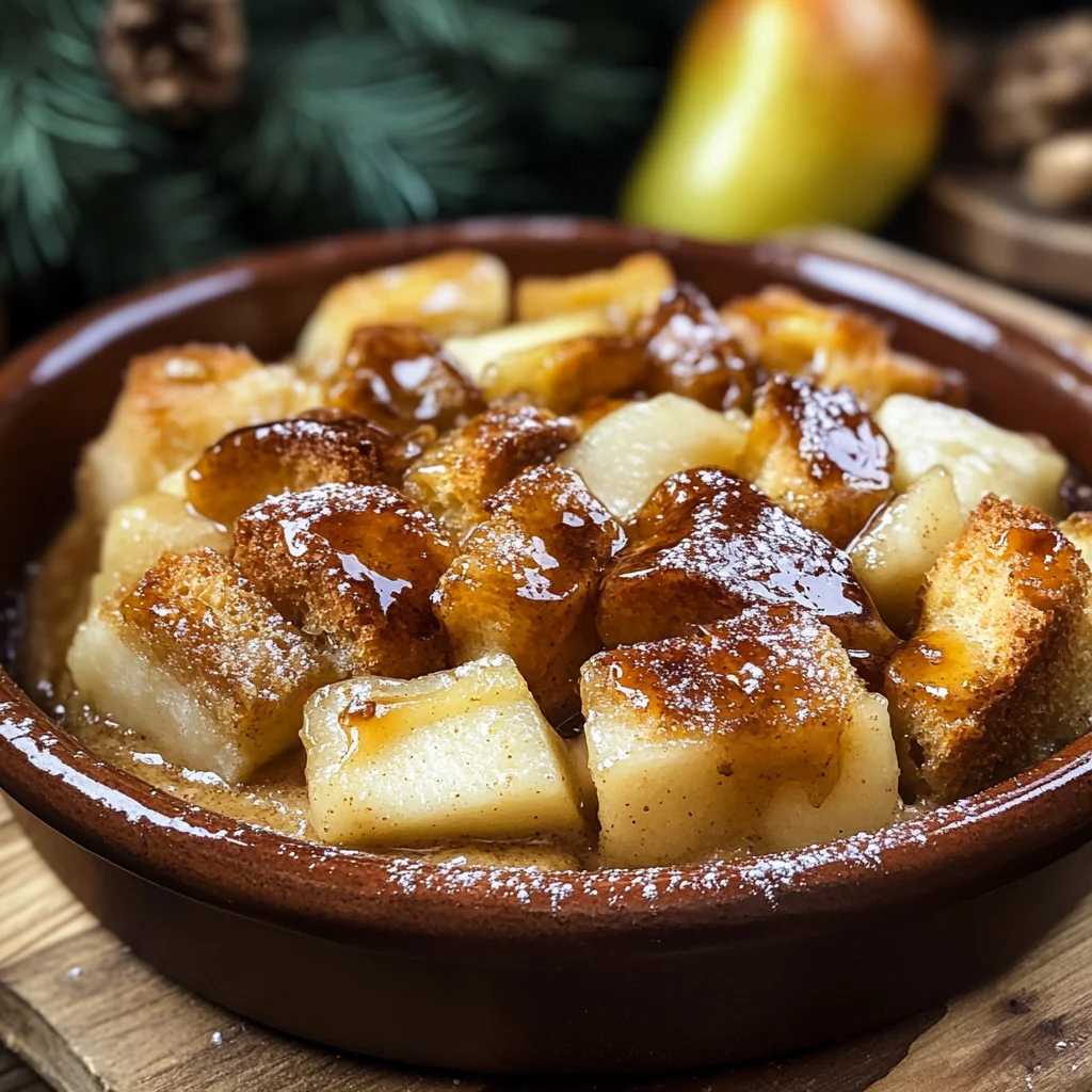 Cardamom Pear Bread Pudding