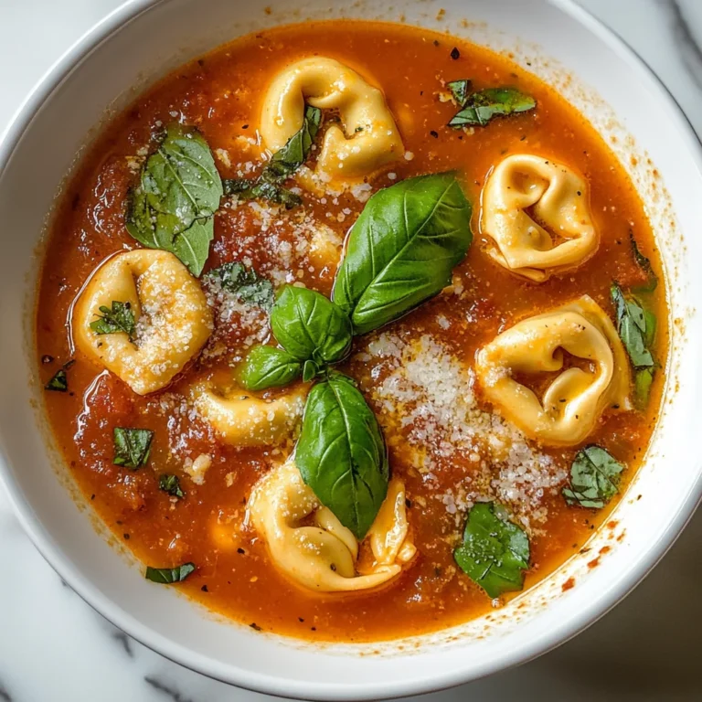Creamy Tomato Tortellini Soup with Fresh Basil