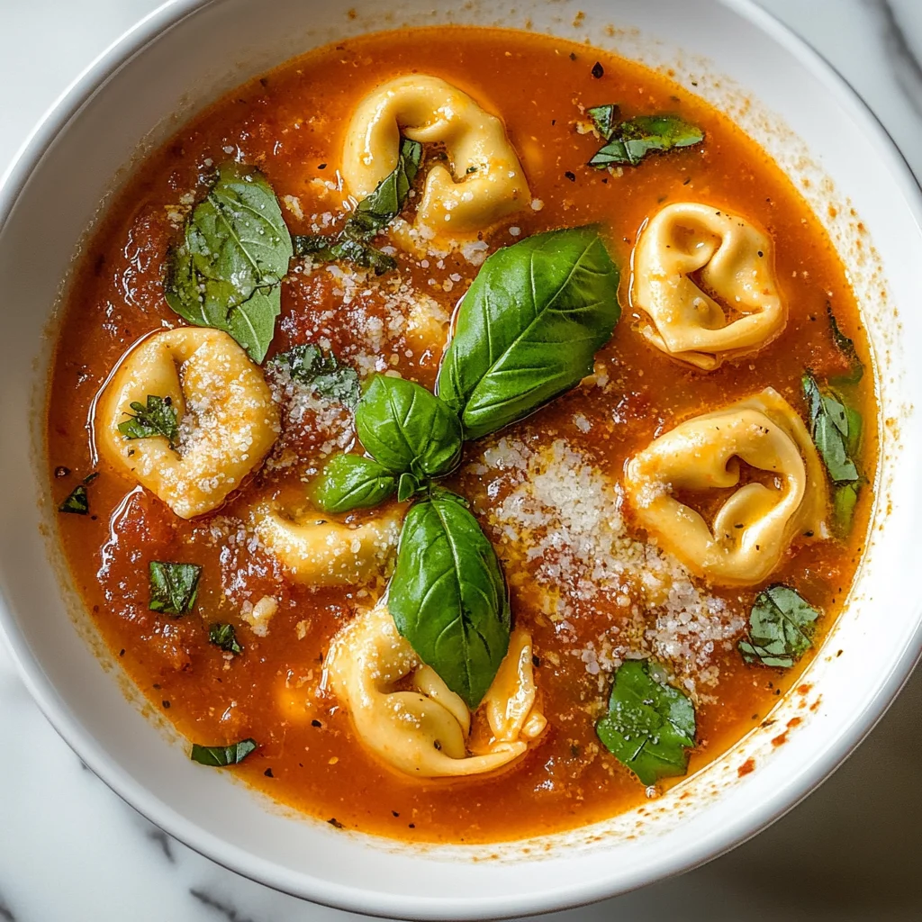 Creamy Tomato Tortellini Soup with Fresh Basil
