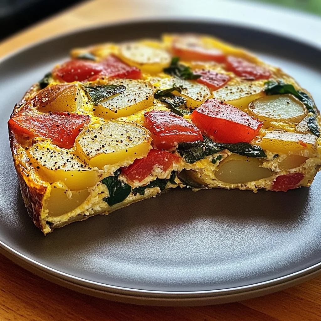 Frittata with Potatoes, Red Peppers, and Spinach Recipe