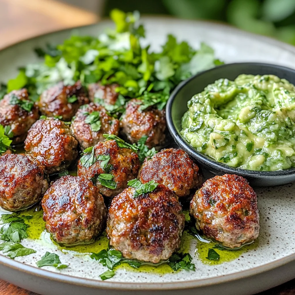 Spicy Lamb Meatballs With Green Dip Recipe