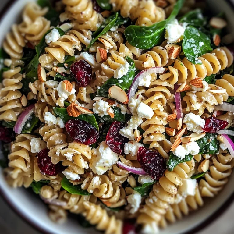 Nutritious Spinach Pasta Salad with Feta and Cranberries
