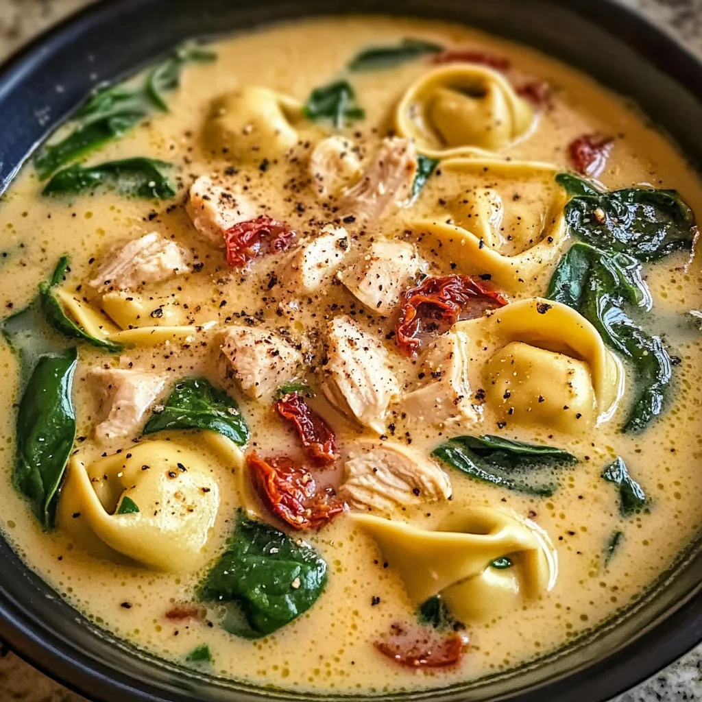 Creamy Tuscan Chicken Tortellini Soup Recipe