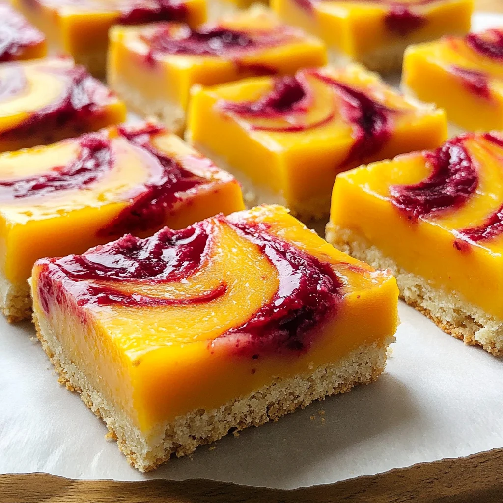 Mango Bars with Raspberry Swirl