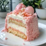 Lychee Cake With Pink Biscuits
