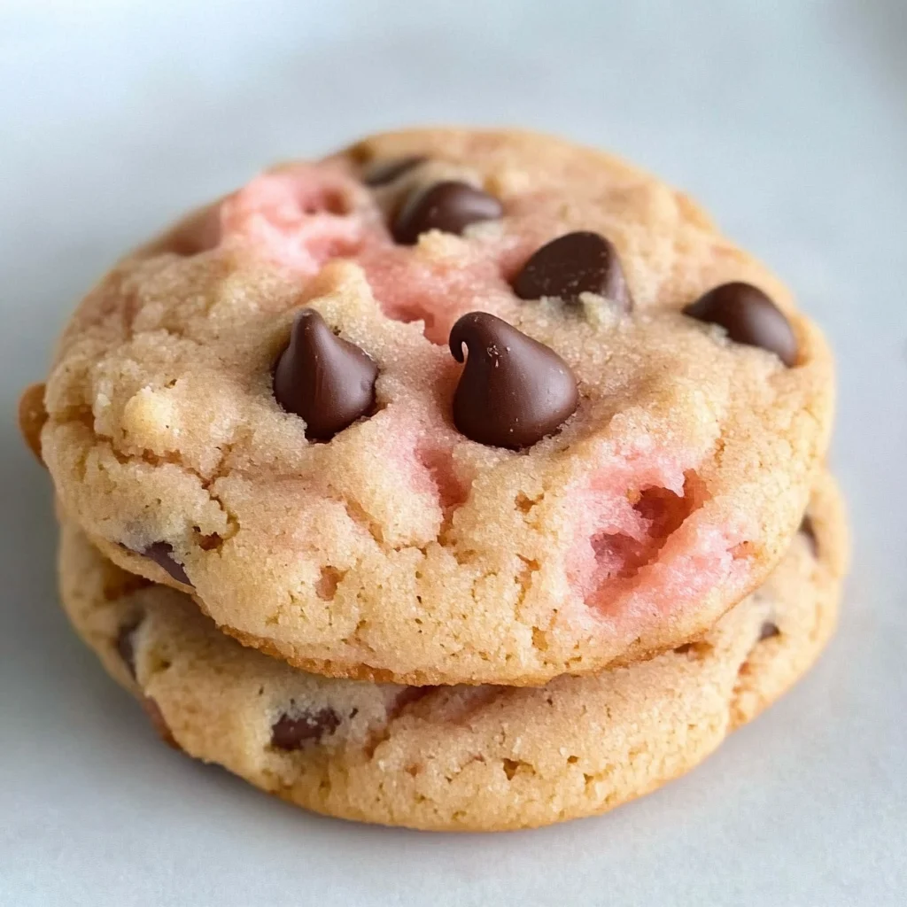 Strawberry Cake Mix Cookies with Chocolate Chips