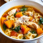 Butternut Squash Chicken Soup with Pasta