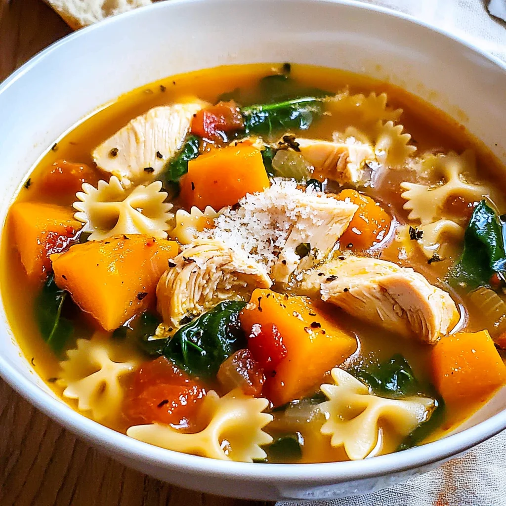 Butternut Squash Chicken Soup with Pasta