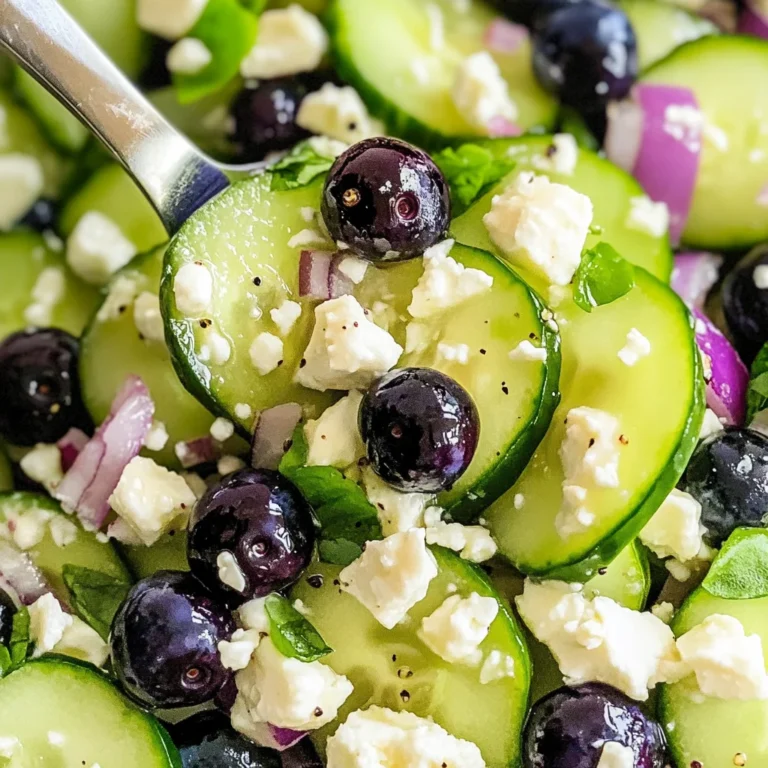 Cucumber Salad with Blueberries and Feta Cheese