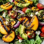 Grilled Peach Salad with Basil Vinaigrette