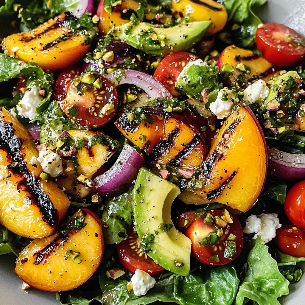 Grilled Peach Salad with Basil Vinaigrette